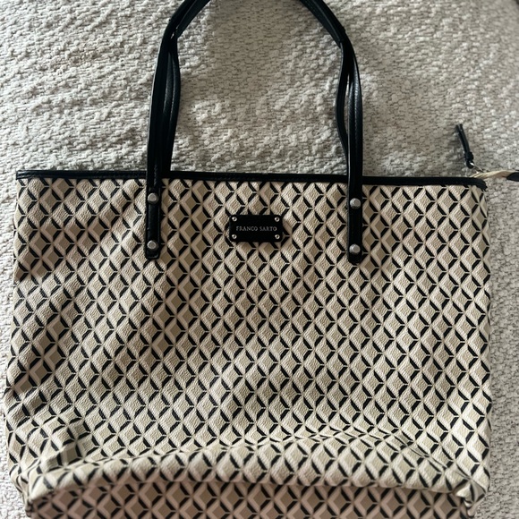 Franco Sarto Black and Cream Geometric Tote - Picture 1 of 2